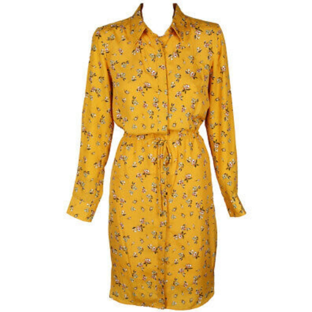 Ralph Lauren Yellow Floral Print Dress Size 12